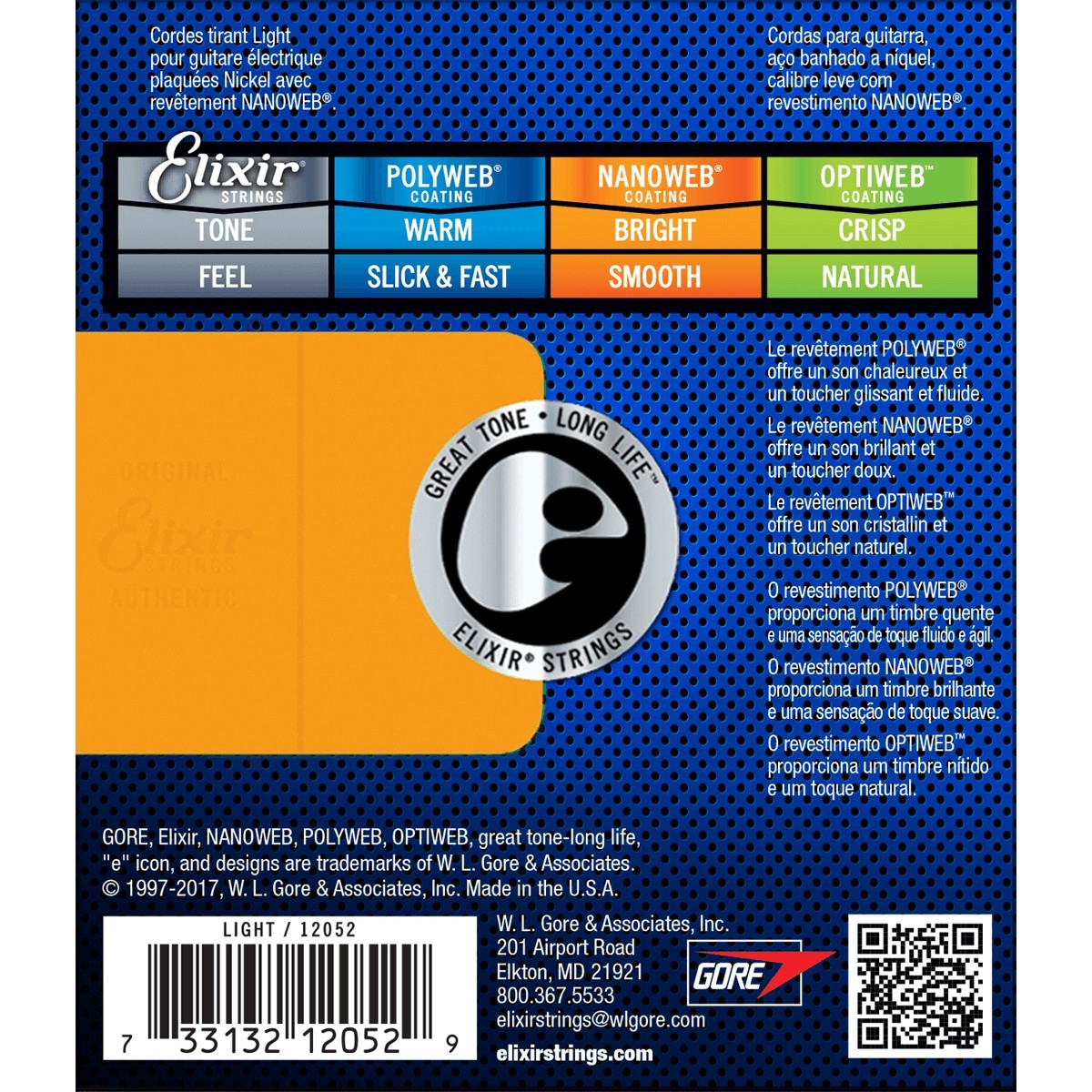 ELIXIR Cordes Electriques Nanoweb Jeu Light 10-46