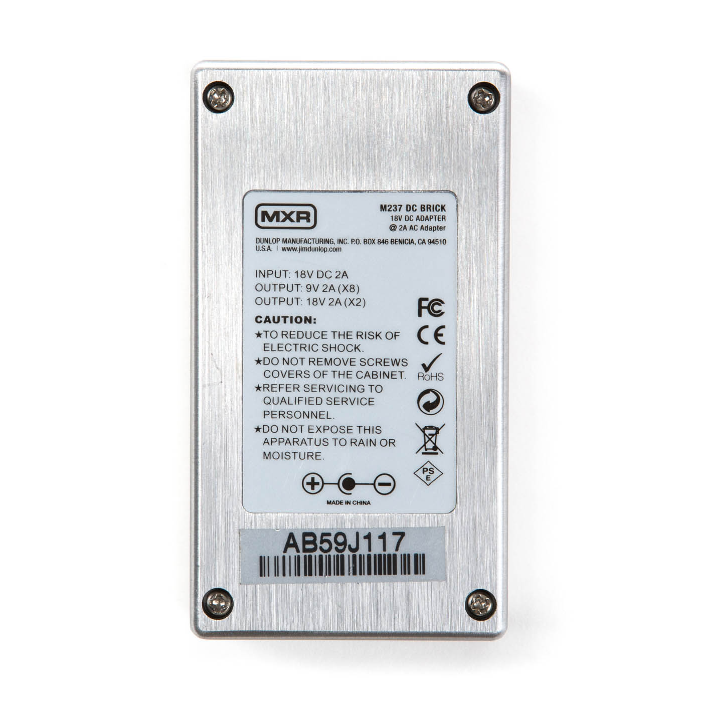 MXR DC Brick Power Supply - 11237000001.BACK MXR DC Brick Power Supply