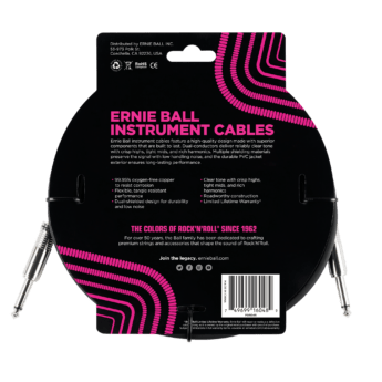 ERNIE BALL Cable Instrument Classic Jack/Jack 3,05 M Noir