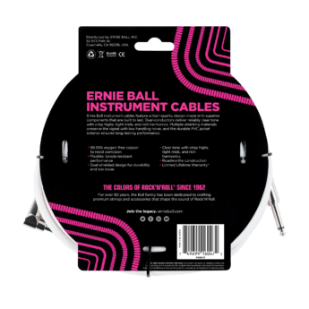ERNIE BALL Cable Instrument Classic Jack Jack Coude 6 09 M Blanc