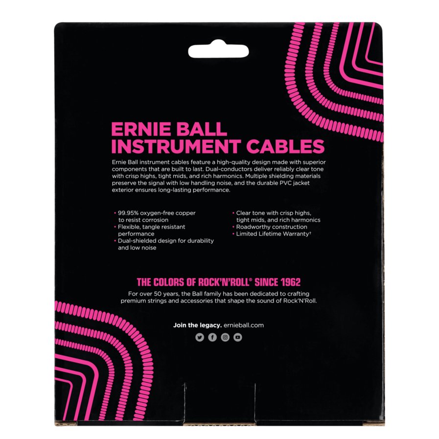 ERNIE BALL Cable Instrument Spirale Jack Jack 9 14 M Noir