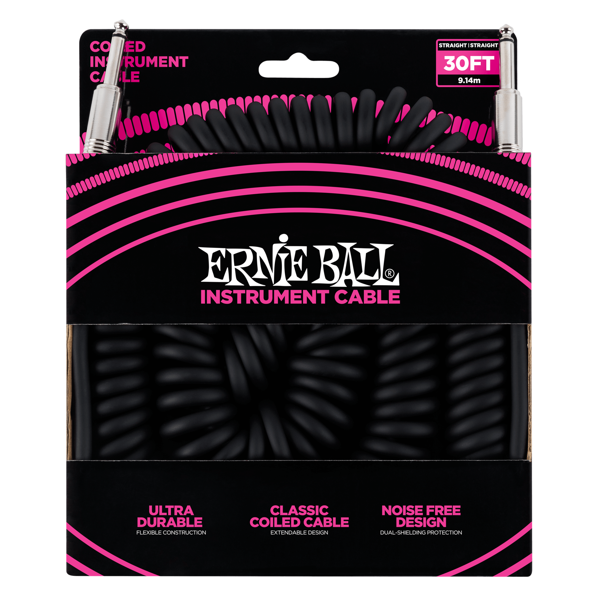 ERNIE BALL Cable Instrument Spirale Jack Jack 9 14 M Noir - P06044 ERNIE BALL Cable Instrument Spirale Jack Jack 9 14 M Noir