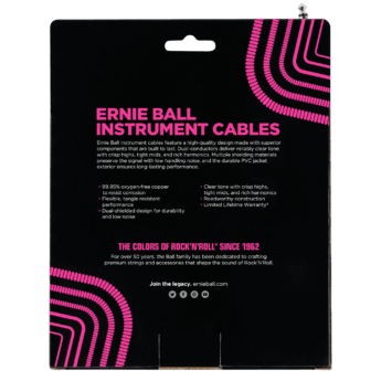 ERNIE BALL Cable Instrument Spirale Jack Jack Coude 9 14 M Blanc