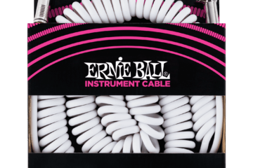 ERNIE BALL Cable Instrument Spirale Jack Jack Coude 9 14 M Blanc