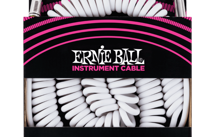 ERNIE BALL Cable Instrument Spirale Jack Jack Coude 9 14 M Blanc