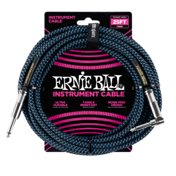 ERNIE BALL Cable Instrument Gaine Tressee Droit Coude 7 62 M Bleu