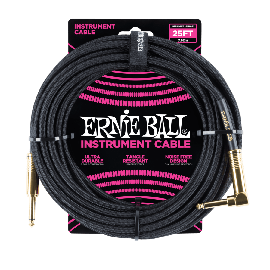 ERNIE BALL Cable Instrument Gaine Tressee Droit Coude 7 62 M Noir
