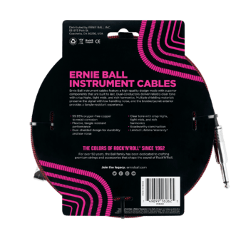 ERNIE BALL Cable Instrument Gaine Tressee Droit Coude 7 62 M Rouge