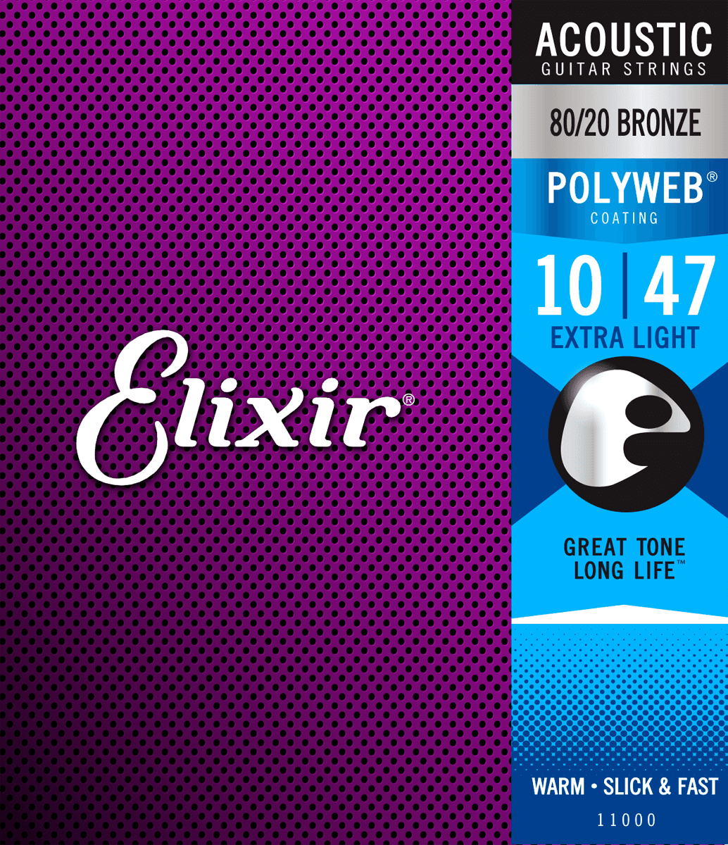 ELIXIR Cordes Acoustiques Polyweb Bronze 80 20 Jeu Extra Light 10 47 - 38106-38106-media_photo1-cel-11000-2 ELIXIR Cordes Acoustiques Polyweb Bronze 80 20 Jeu Extra Light 10 47