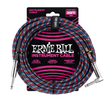 ERNIE BALL Cable Instrument Gaine Tressee Droit Coude 762 M Tricolore