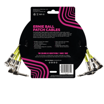 ERNIE BALL Cable Instrument Patch Noir Coude x 3 30 CM