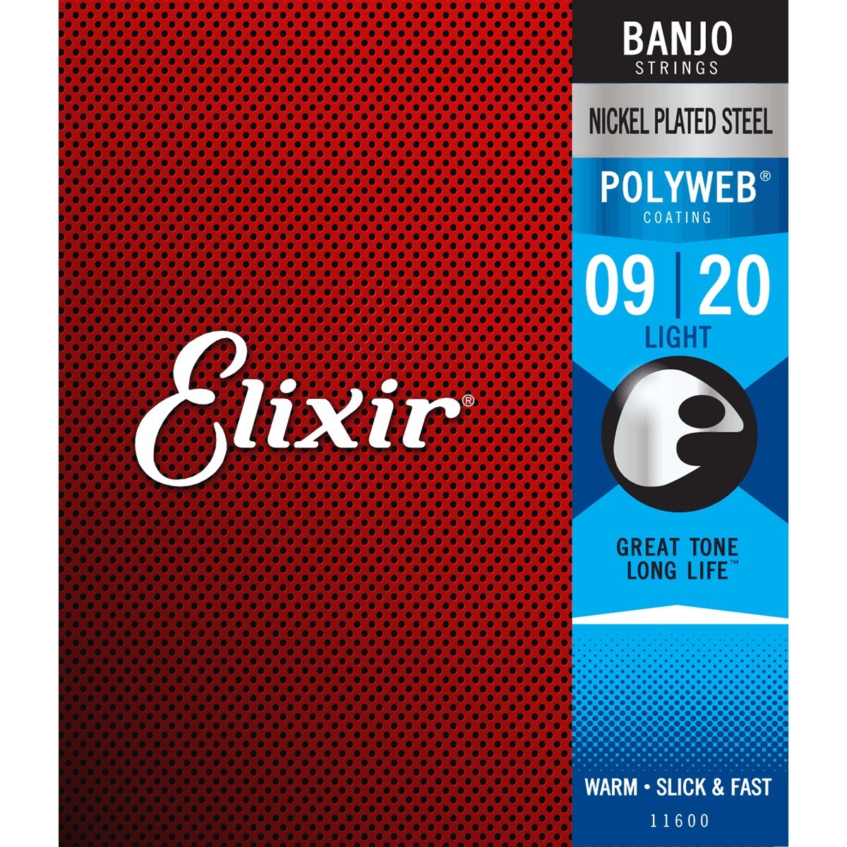 ELIXIR Cordes Banjos Polyweb Nickel Plated Steel Jeu Light 9 20
