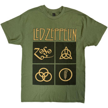 T-shirt LED ZEPPELIN Gold Symbols In Black Square