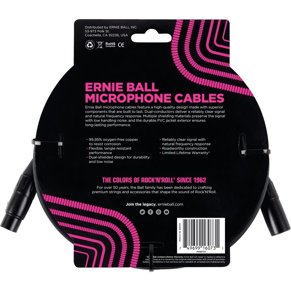 ERNIE BALL Cable Micro Classic XLR Male XLR Femelle 7 62 M - EEB-6073-2-B ERNIE BALL Cable Micro Classic XLR Male XLR Femelle 7 62 M