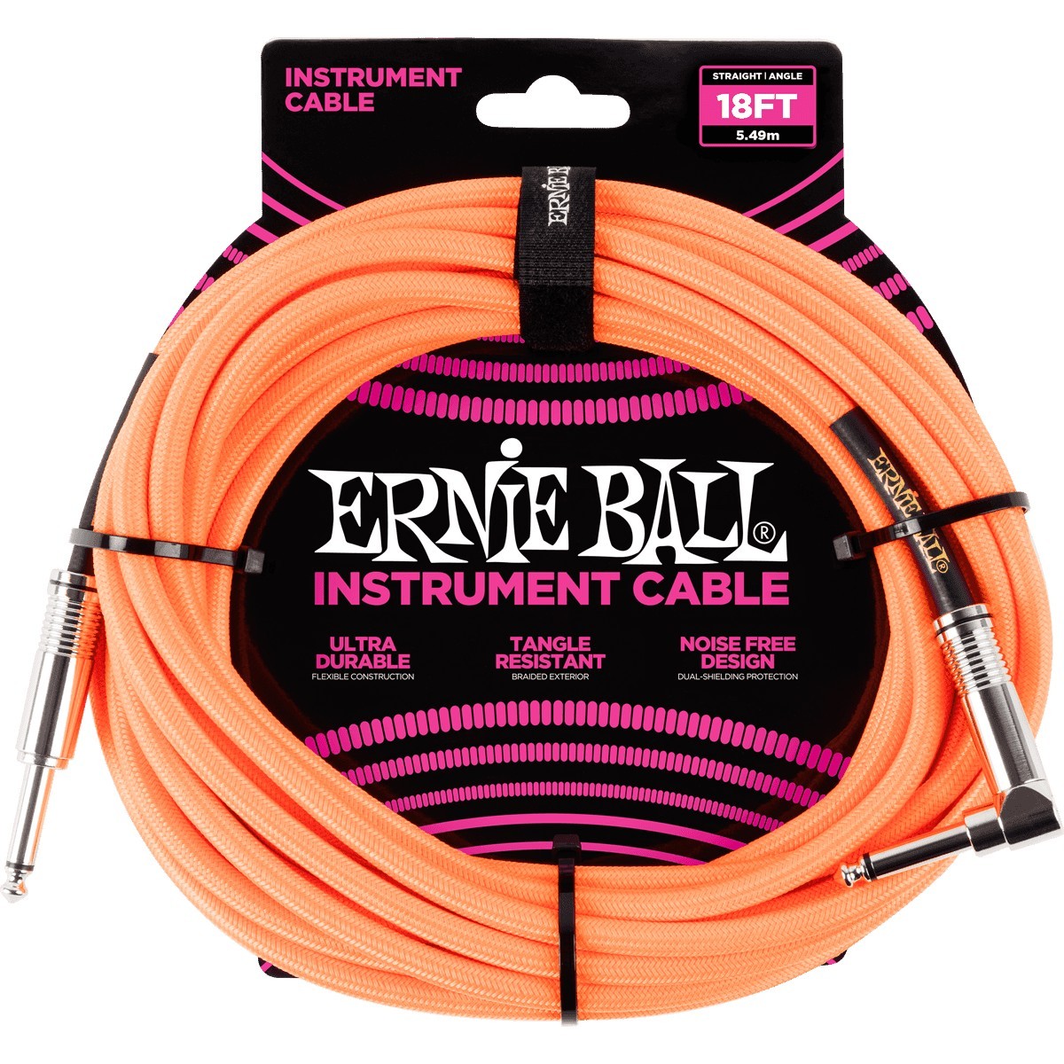 ERNIE BALL Cable Instrument Gaine Tressée Droit Coudé