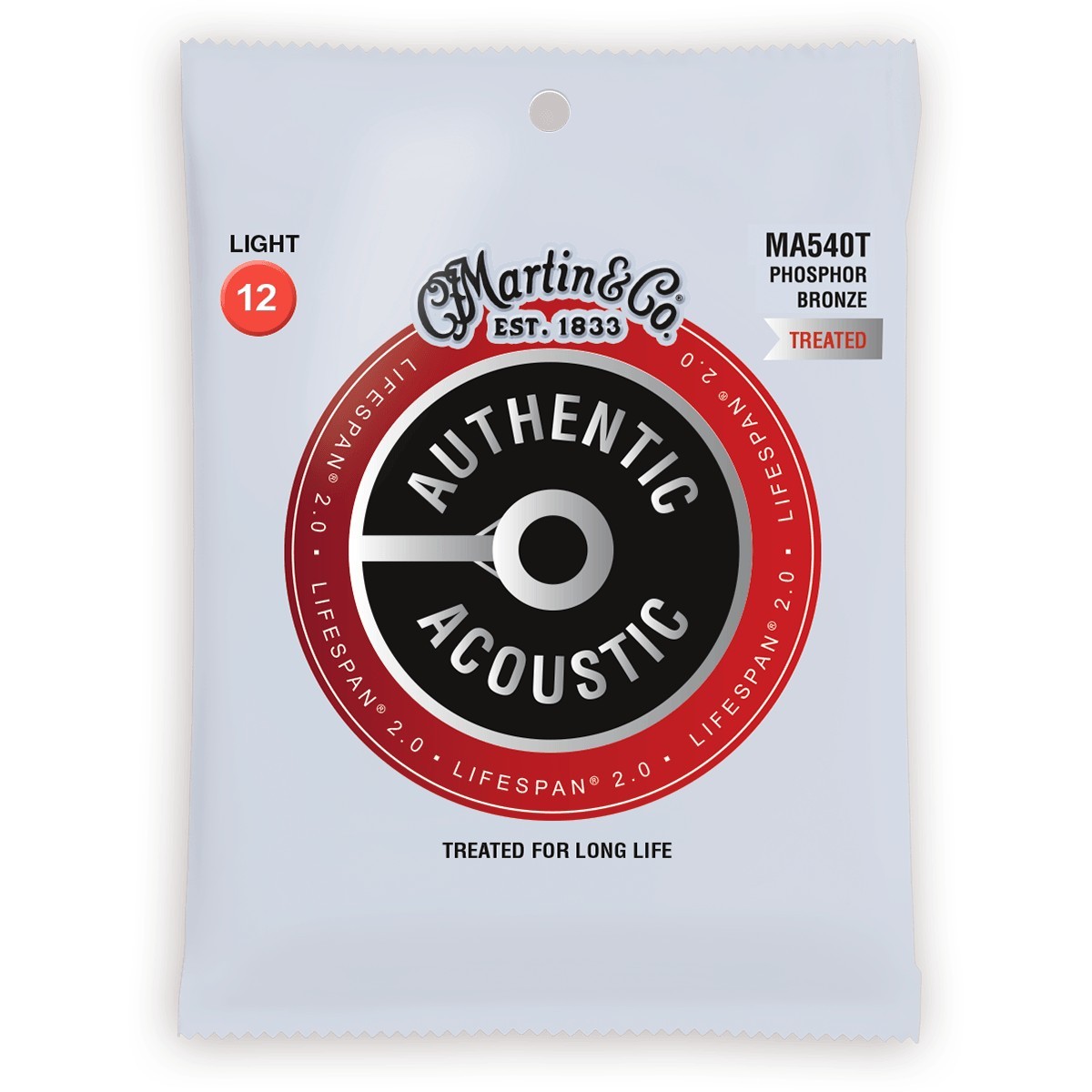 MARTIN Cordes Acoustiques Authentic Acoustic Treated Phosphor Bronze Jeu Light 12 54