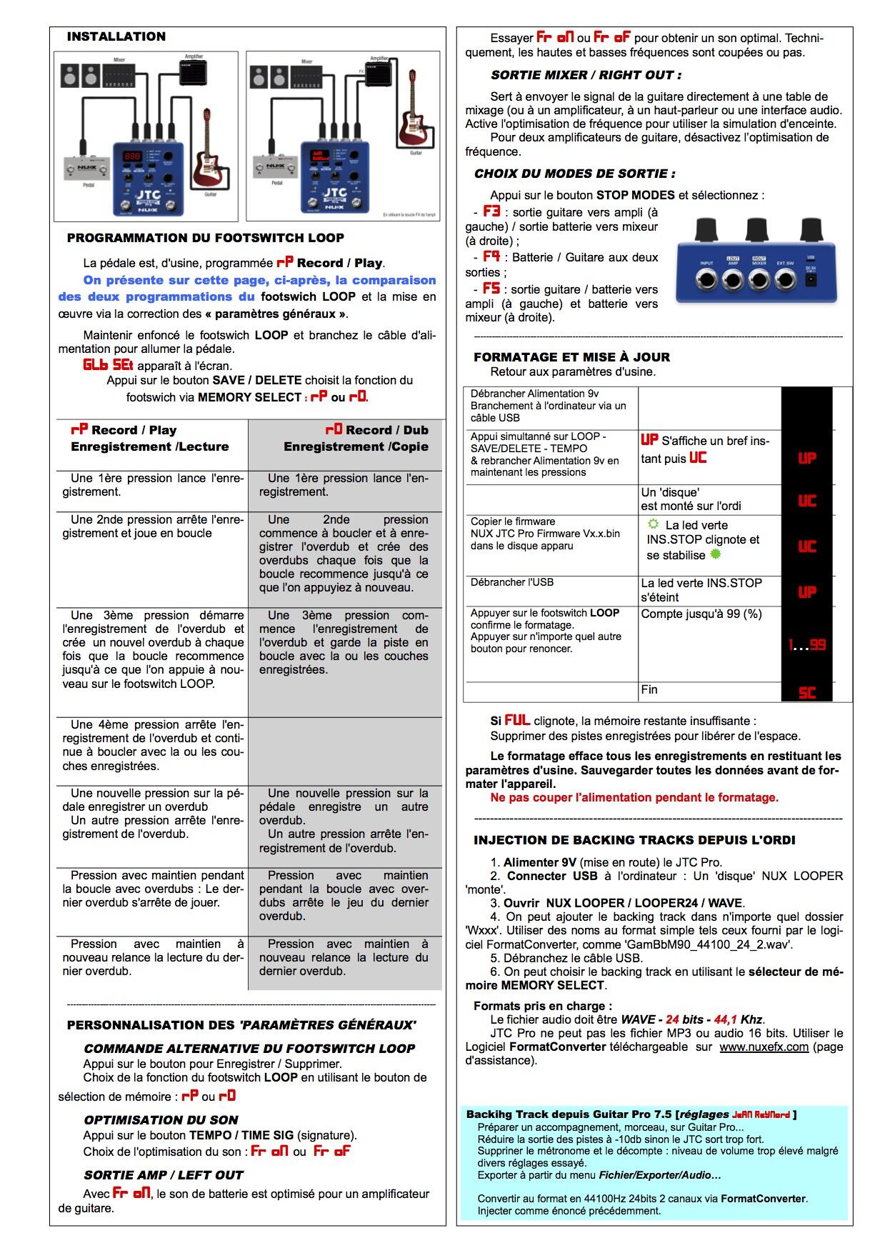 NUX JTC Drum & Loop PRO Mode Emploi 2 NUX JTC Drum & Loop PRO Mode Emploi 2