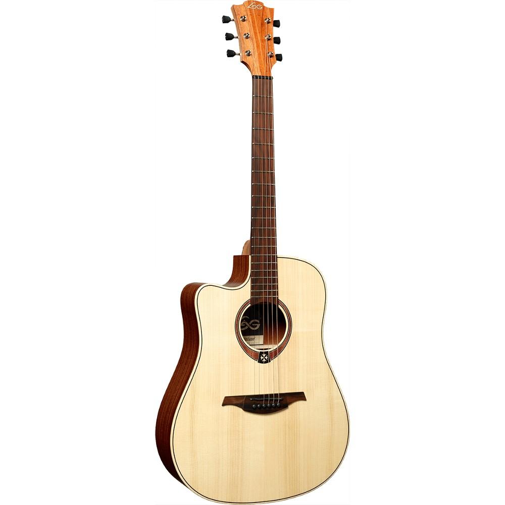 LAG Tramontane 70 Dreadnought Cutaway Electro Lefty Natural front 2 LAG Tramontane 70 Dreadnought Cutaway Electro Lefty Natural