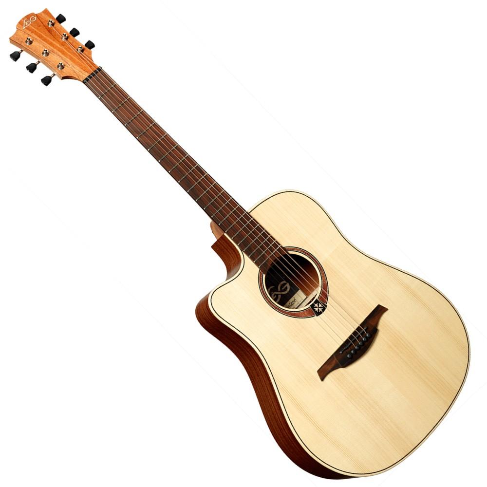 LAG Tramontane 70 Dreadnought Cutaway Electro Lefty Natural