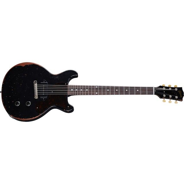 GIBSON CUSTOM MURPHY LAB 1960 Les Paul Junior Double Cut Ebony Ultra Heavy Aged front 2 GIBSON CUSTOM MURPHY LAB 1960 Les Paul Junior Double Cut Ebony Ultra Heavy Aged