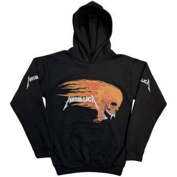 Sweat à capuche METALLICA Worn Pushead Flaming Skull
