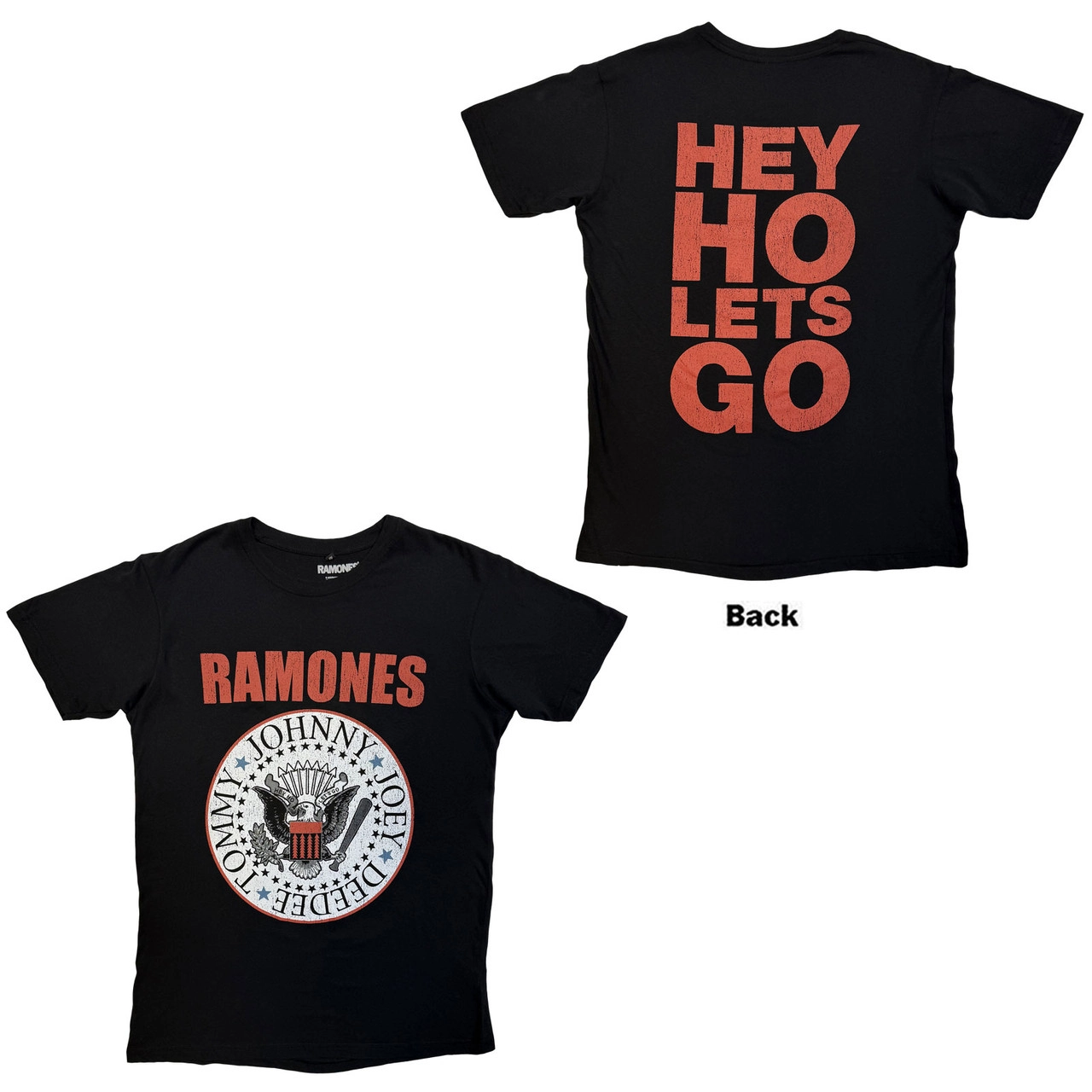 T-shirt RAMONES Hey Ho Red Block Text T-shirt RAMONES Hey Ho Red Block Text