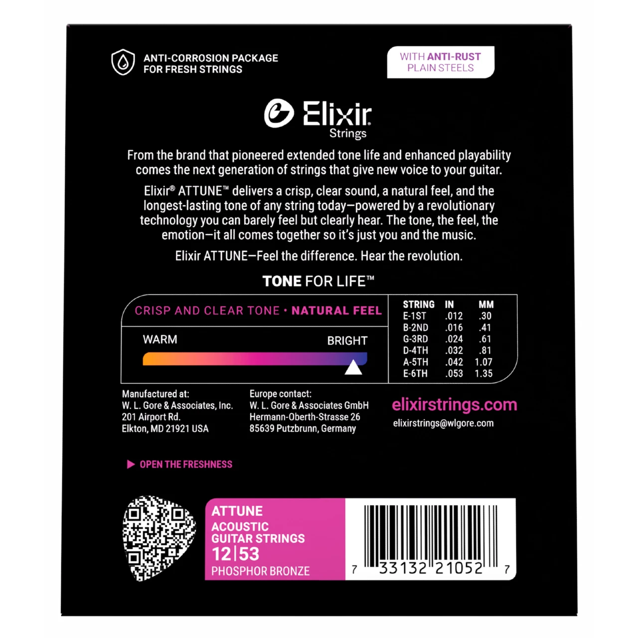 ELIXIR Cordes Acoustiques Attune Phosphor Bronze ELIXIR Cordes Acoustiques Attune Phosphor Bronze
